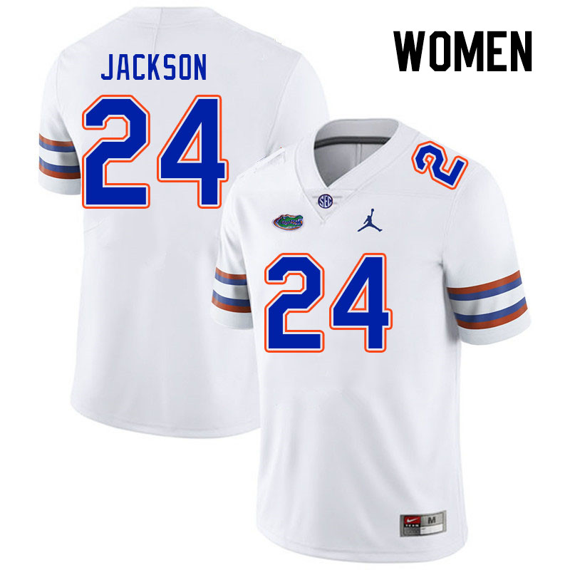 Women #24 Ja'Kobi Jackson Florida Gators College Football Jerseys Stitched Sale-White